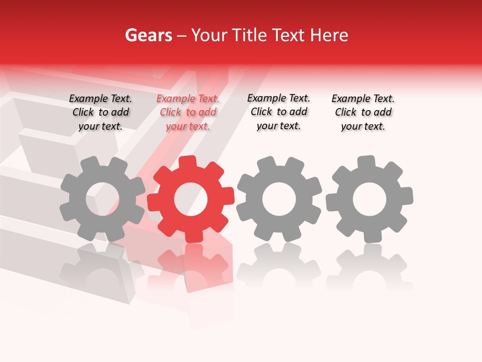 Red Arrow Leaving Gray Maze Against White Background PowerPoint Template