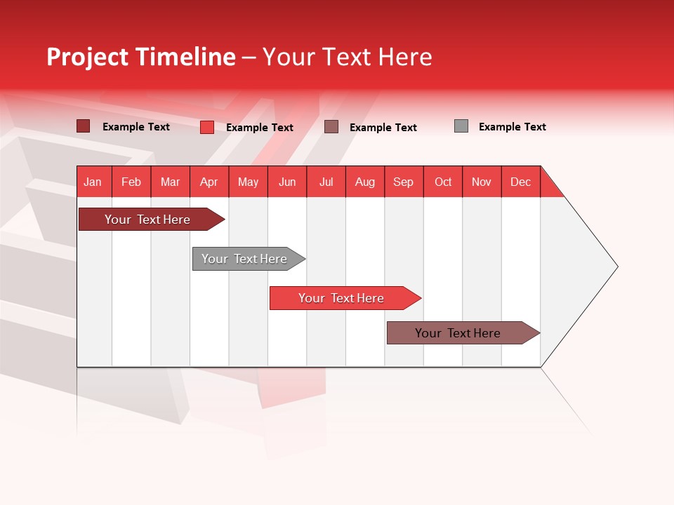 Red Arrow Leaving Gray Maze Against White Background PowerPoint Template