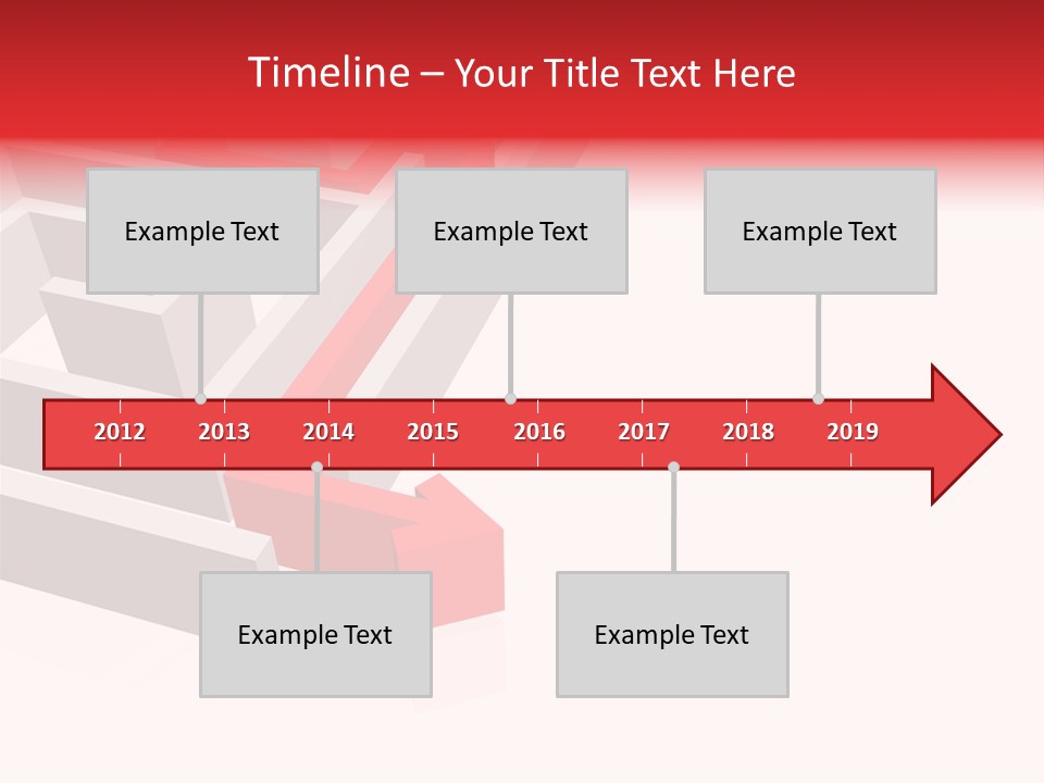 Red Arrow Leaving Gray Maze Against White Background PowerPoint Template