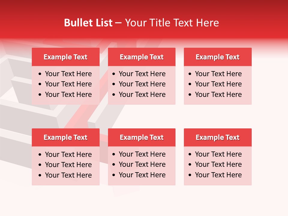 Red Arrow Leaving Gray Maze Against White Background PowerPoint Template