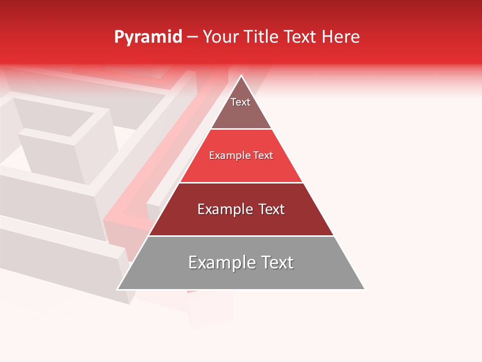 Red Arrow Leaving Gray Maze Against White Background PowerPoint Template