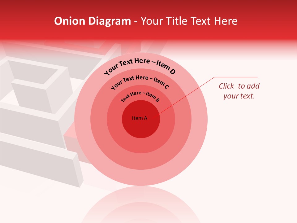 Red Arrow Leaving Gray Maze Against White Background PowerPoint Template
