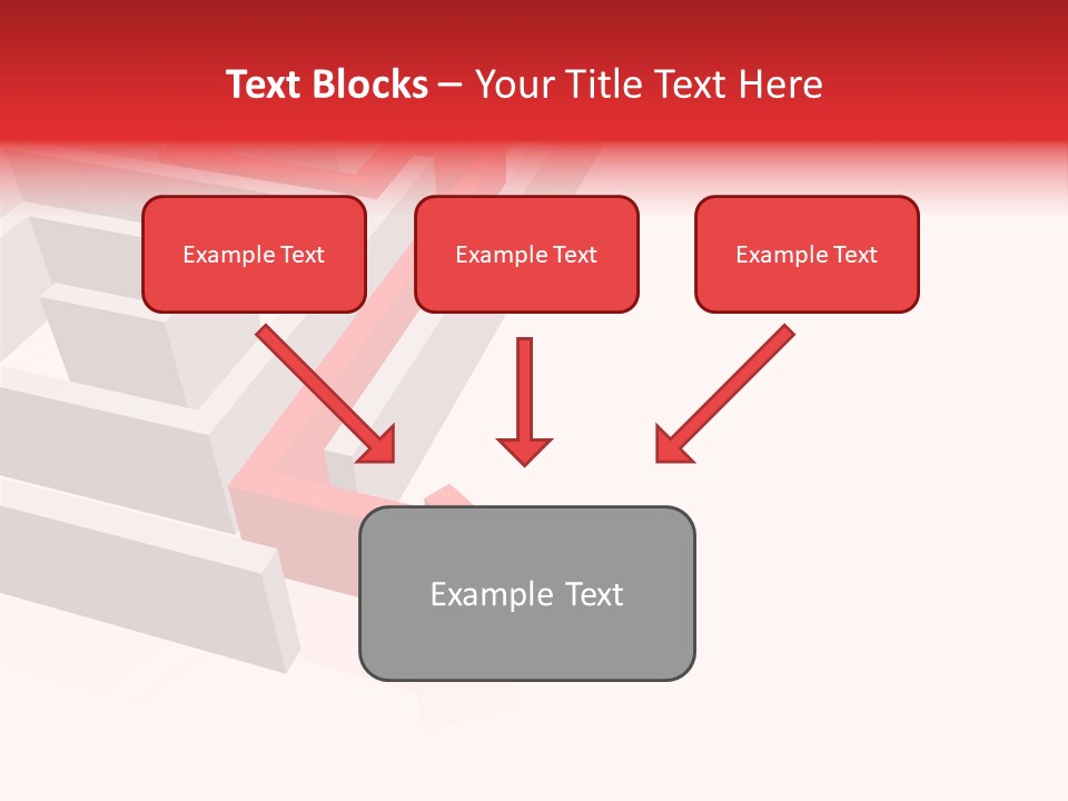 Red Arrow Leaving Gray Maze Against White Background PowerPoint Template