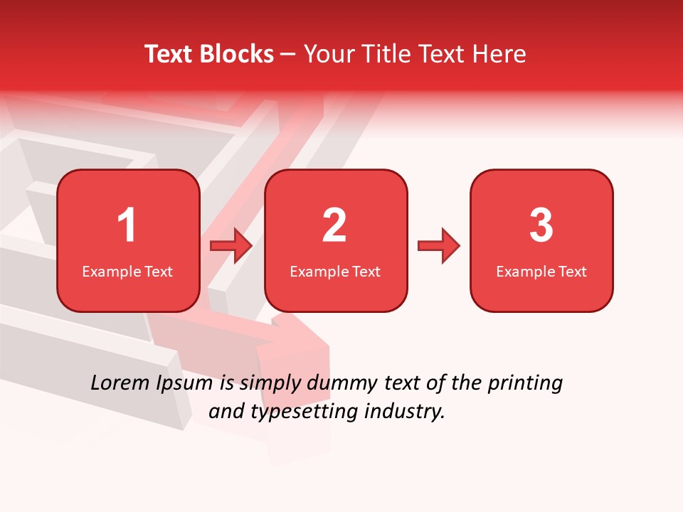 Red Arrow Leaving Gray Maze Against White Background PowerPoint Template