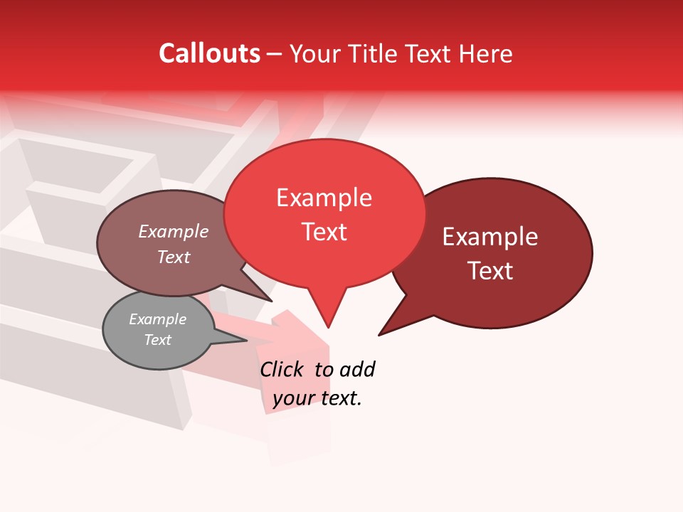 Red Arrow Leaving Gray Maze Against White Background PowerPoint Template