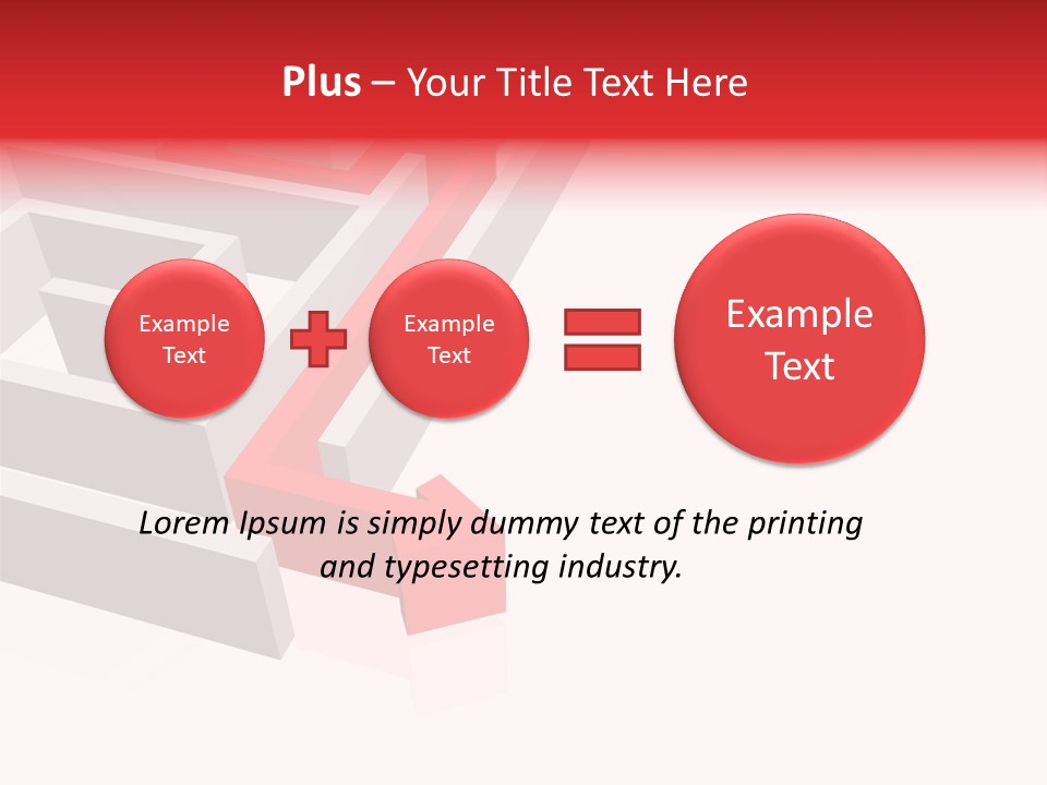 Red Arrow Leaving Gray Maze Against White Background PowerPoint Template