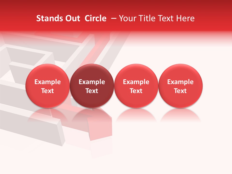 Red Arrow Leaving Gray Maze Against White Background PowerPoint Template