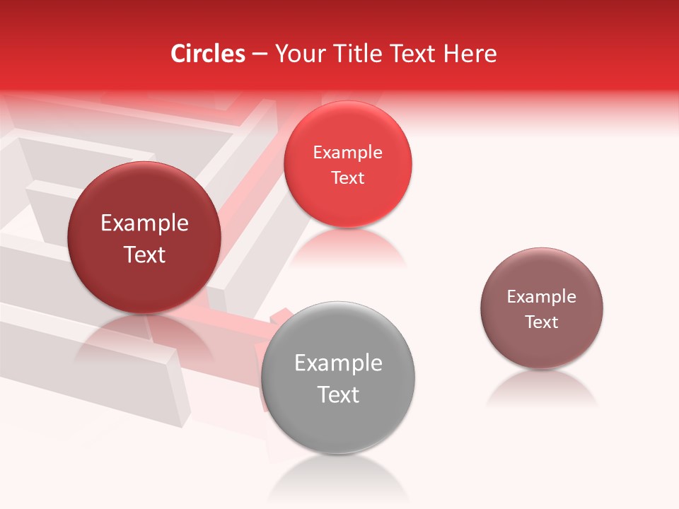 Red Arrow Leaving Gray Maze Against White Background PowerPoint Template