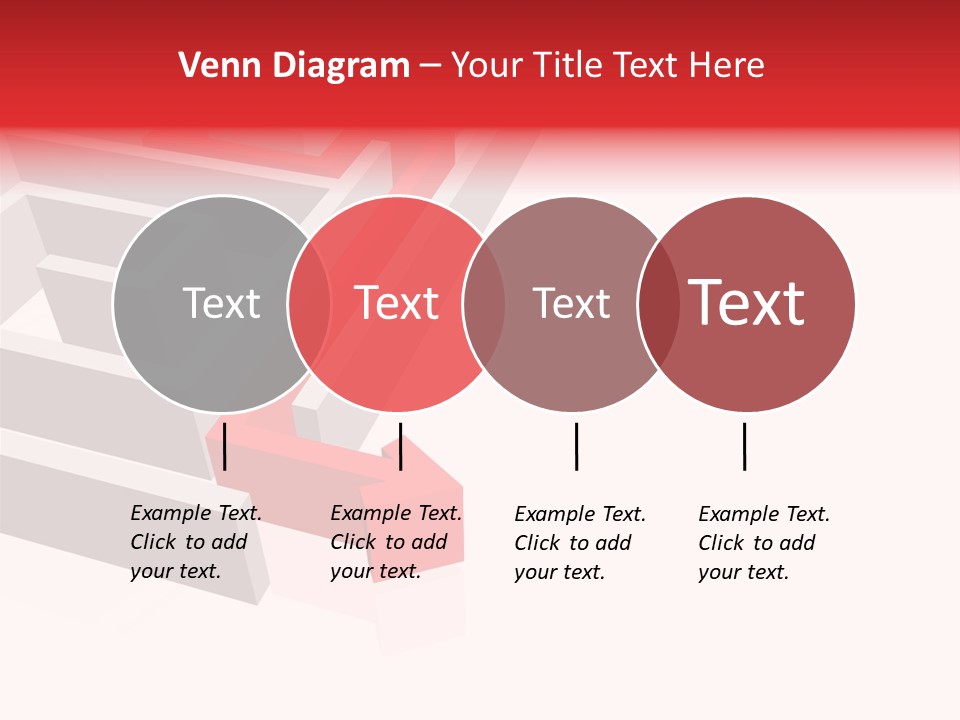 Red Arrow Leaving Gray Maze Against White Background PowerPoint Template