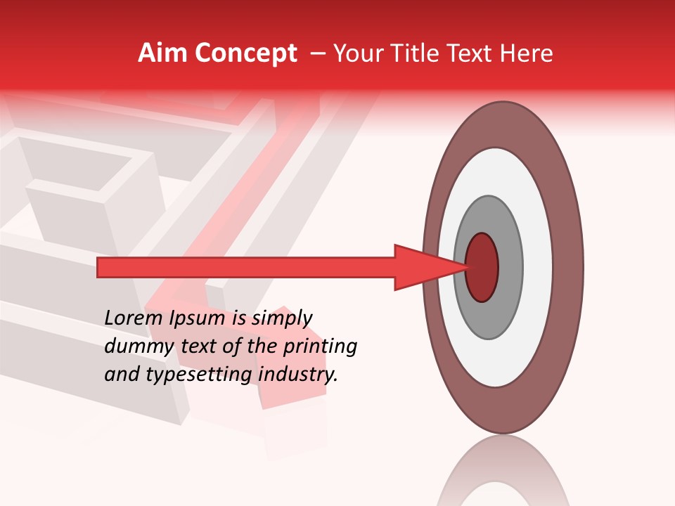 Red Arrow Leaving Gray Maze Against White Background PowerPoint Template