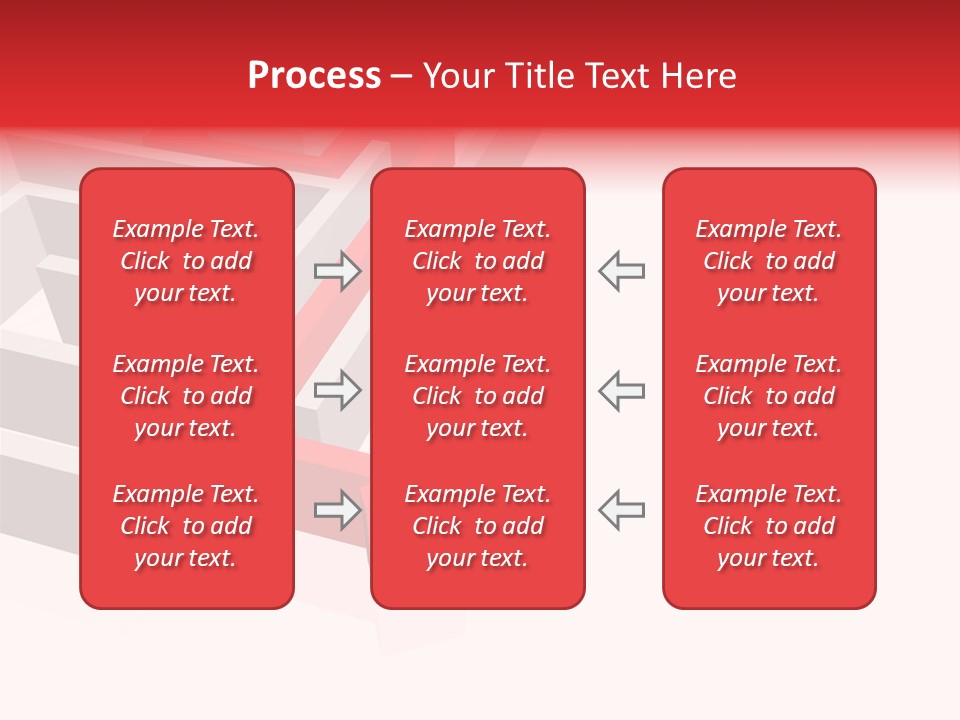 Red Arrow Leaving Gray Maze Against White Background PowerPoint Template