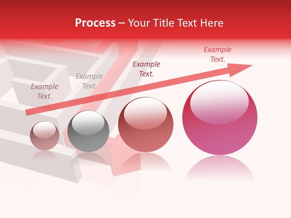 Red Arrow Leaving Gray Maze Against White Background PowerPoint Template