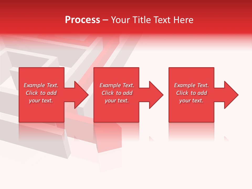 Red Arrow Leaving Gray Maze Against White Background PowerPoint Template