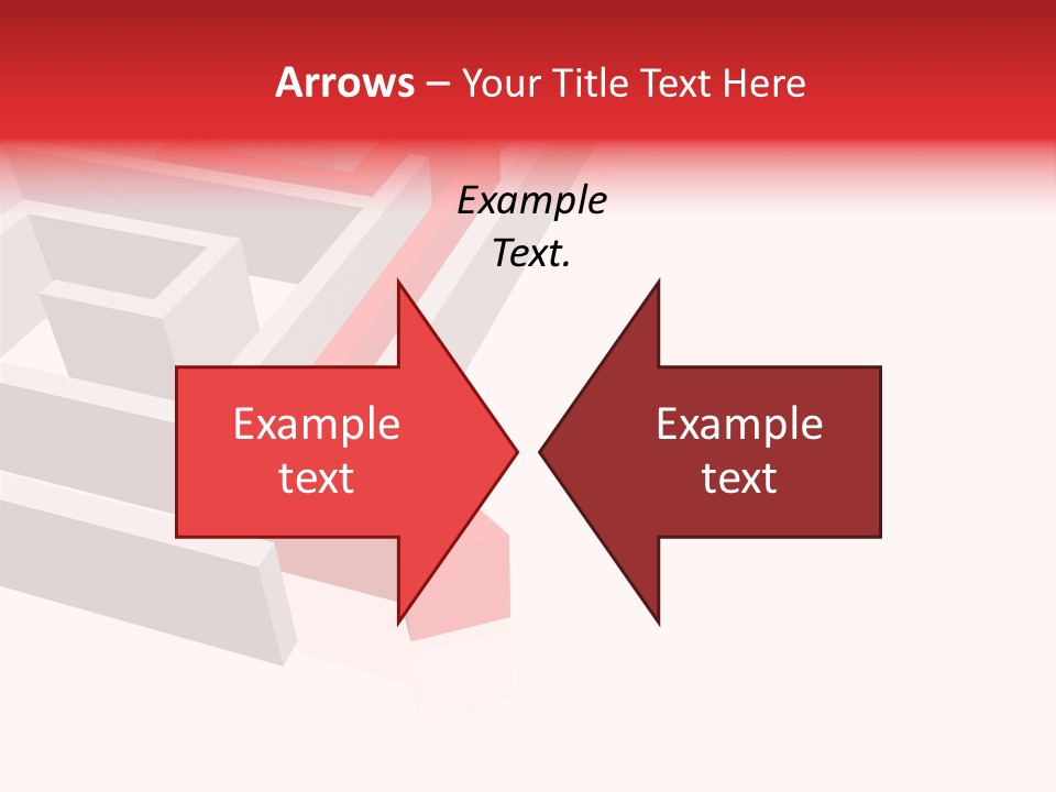 Red Arrow Leaving Gray Maze Against White Background PowerPoint Template