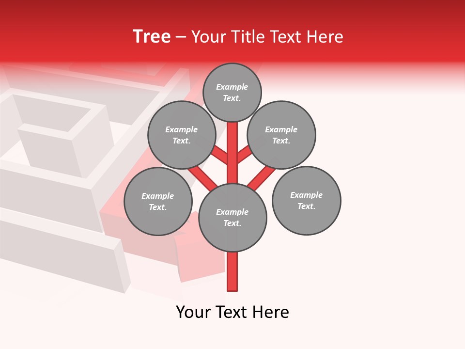 Red Arrow Leaving Gray Maze Against White Background PowerPoint Template