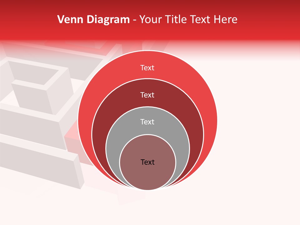 Red Arrow Leaving Gray Maze Against White Background PowerPoint Template