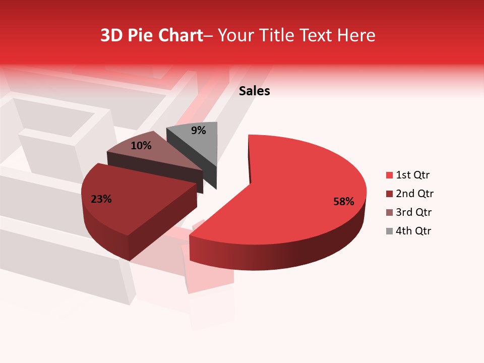 Red Arrow Leaving Gray Maze Against White Background PowerPoint Template