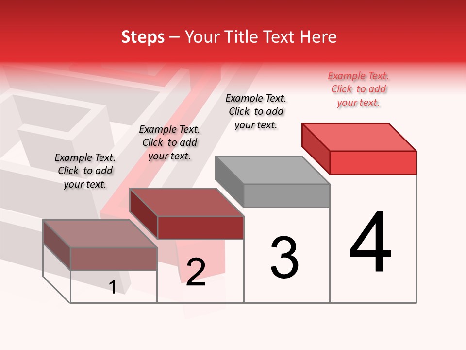 Red Arrow Leaving Gray Maze Against White Background PowerPoint Template