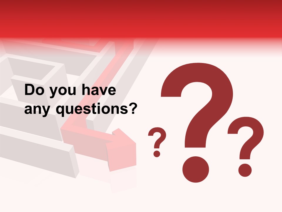 Red Arrow Leaving Gray Maze Against White Background PowerPoint Template