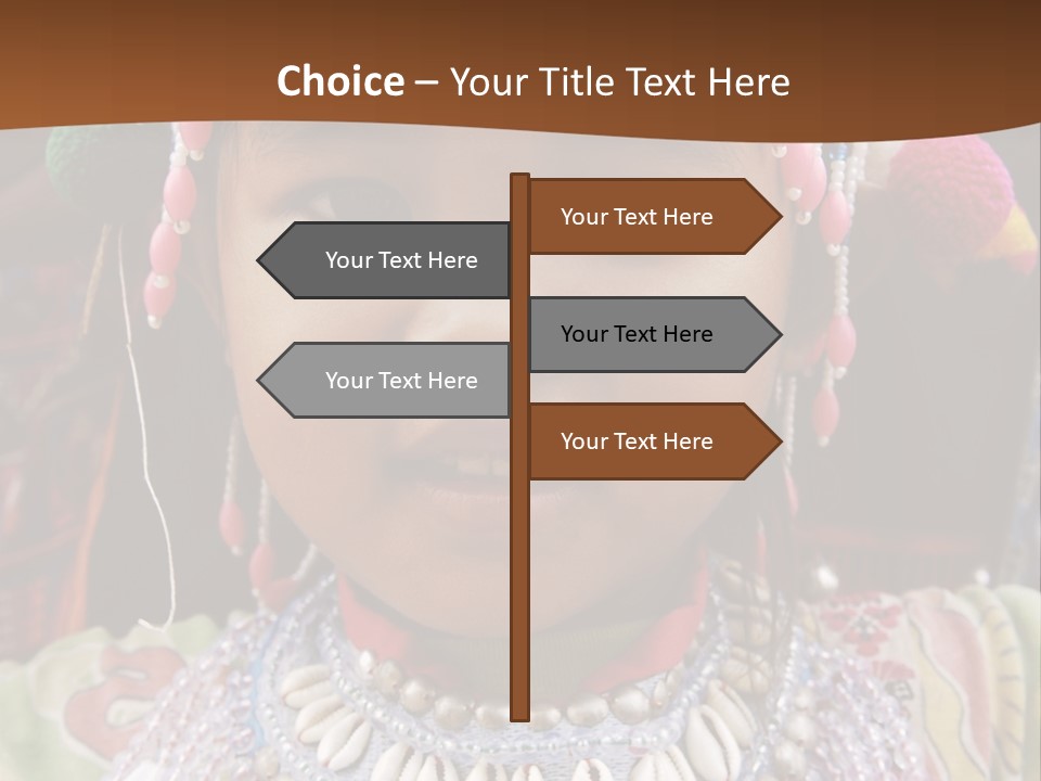 A Young Child Wearing A Headdress Is Smiling For The Camera PowerPoint Template