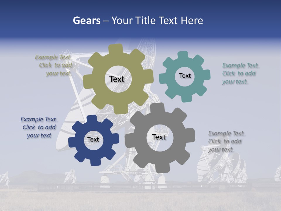 Giant Radio Telescopes In The Very Large Array, New Mexico. PowerPoint Template