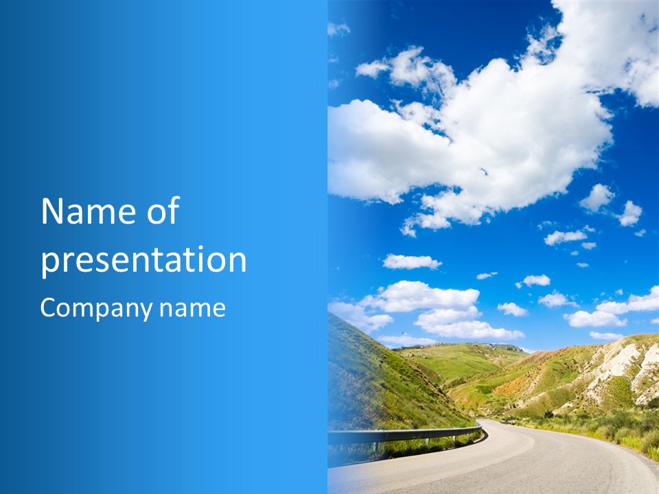 A Picture Of A Road With A Sky In The Background PowerPoint Template