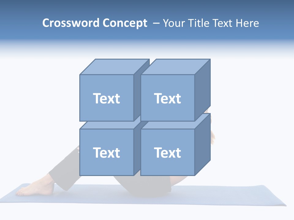 Fit Young Brunette Pilates Instructor Showing Different Exercises On A White Background A Blue Yoga Mat. White Background Not Isolated PowerPoint Template