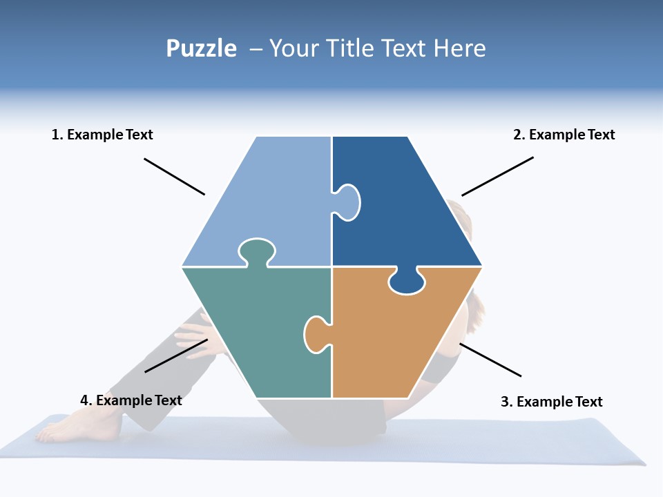 Fit Young Brunette Pilates Instructor Showing Different Exercises On A White Background A Blue Yoga Mat. White Background Not Isolated PowerPoint Template