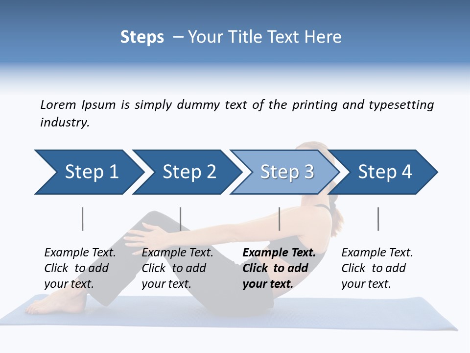 Fit Young Brunette Pilates Instructor Showing Different Exercises On A White Background A Blue Yoga Mat. White Background Not Isolated PowerPoint Template
