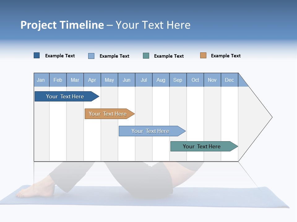 Fit Young Brunette Pilates Instructor Showing Different Exercises On A White Background A Blue Yoga Mat. White Background Not Isolated PowerPoint Template