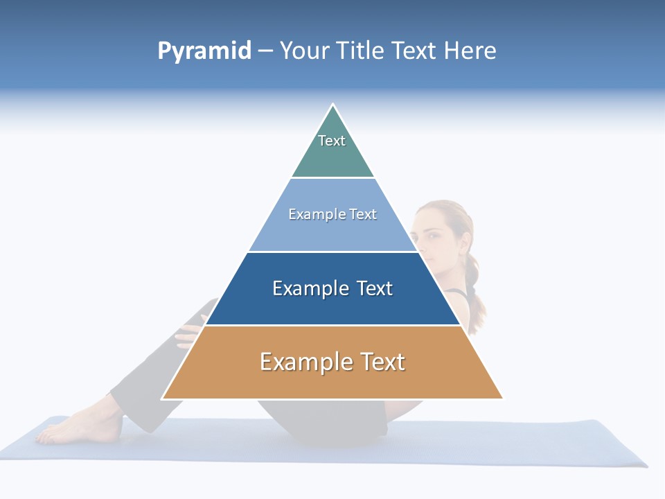 Fit Young Brunette Pilates Instructor Showing Different Exercises On A White Background A Blue Yoga Mat. White Background Not Isolated PowerPoint Template