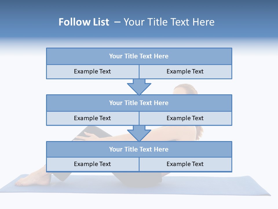 Fit Young Brunette Pilates Instructor Showing Different Exercises On A White Background A Blue Yoga Mat. White Background Not Isolated PowerPoint Template