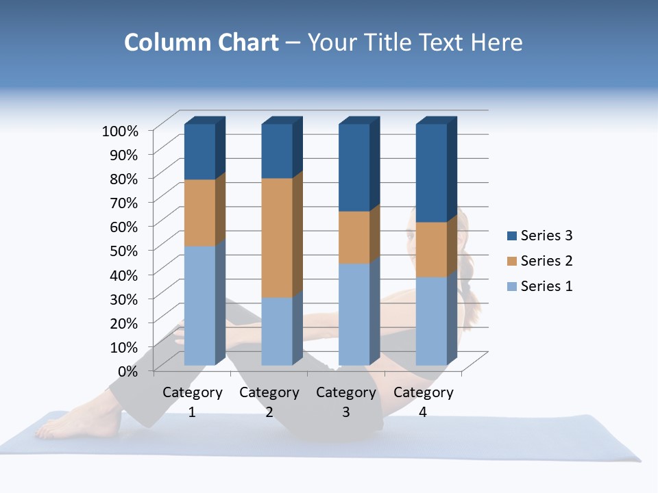 Fit Young Brunette Pilates Instructor Showing Different Exercises On A White Background A Blue Yoga Mat. White Background Not Isolated PowerPoint Template