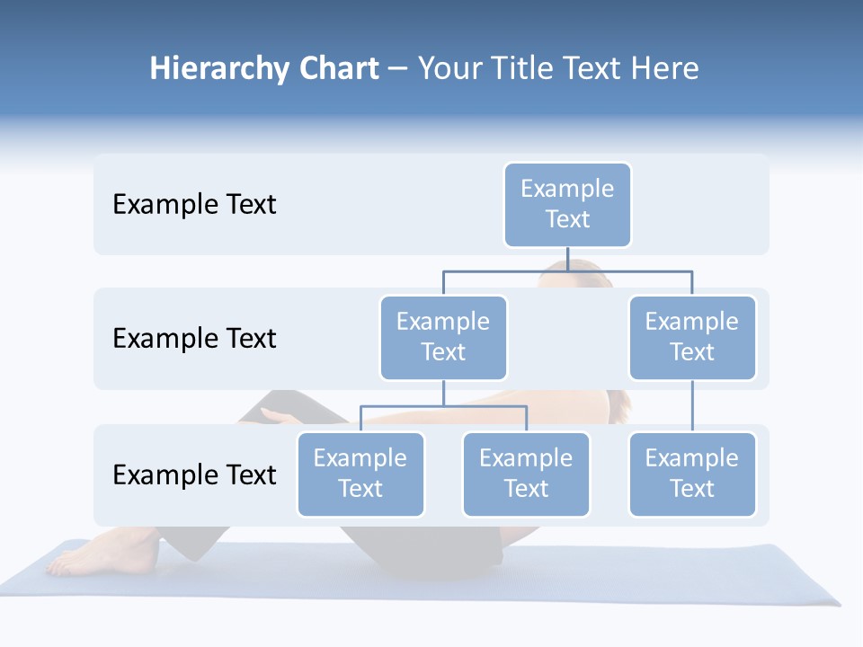 Fit Young Brunette Pilates Instructor Showing Different Exercises On A White Background A Blue Yoga Mat. White Background Not Isolated PowerPoint Template