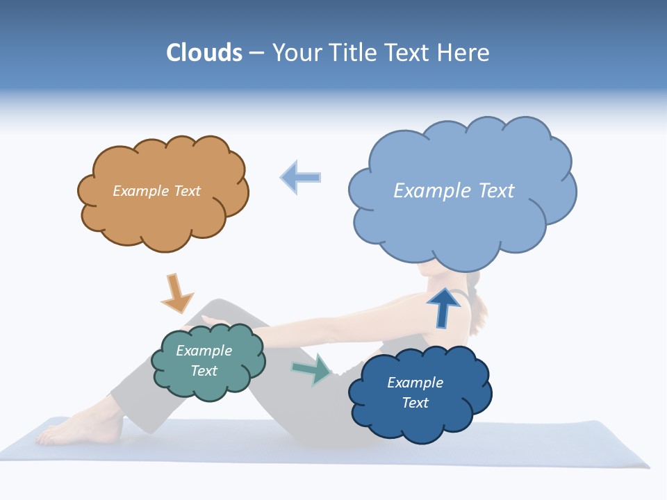 Fit Young Brunette Pilates Instructor Showing Different Exercises On A White Background A Blue Yoga Mat. White Background Not Isolated PowerPoint Template