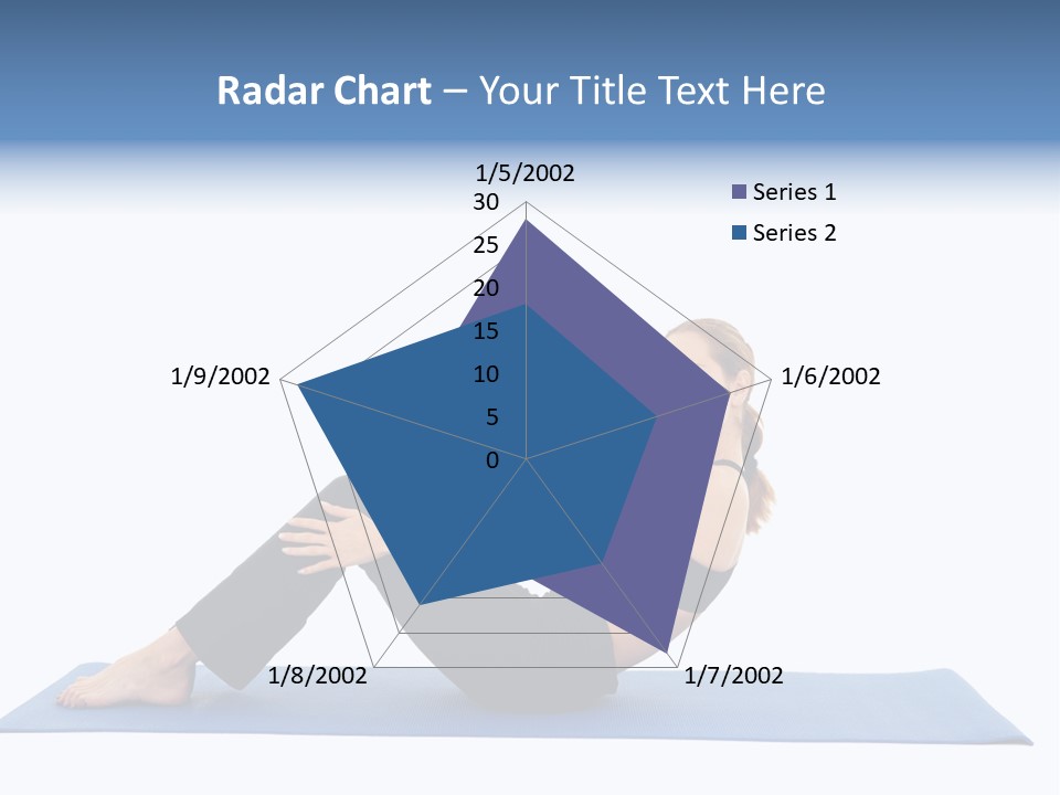 Fit Young Brunette Pilates Instructor Showing Different Exercises On A White Background A Blue Yoga Mat. White Background Not Isolated PowerPoint Template