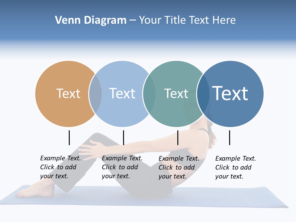 Fit Young Brunette Pilates Instructor Showing Different Exercises On A White Background A Blue Yoga Mat. White Background Not Isolated PowerPoint Template