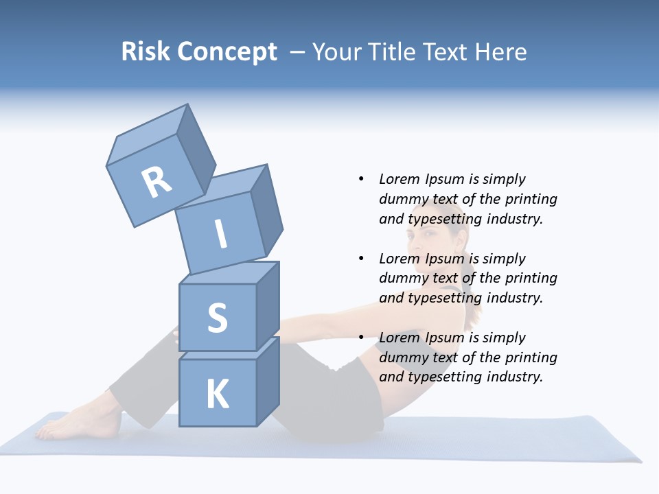 Fit Young Brunette Pilates Instructor Showing Different Exercises On A White Background A Blue Yoga Mat. White Background Not Isolated PowerPoint Template