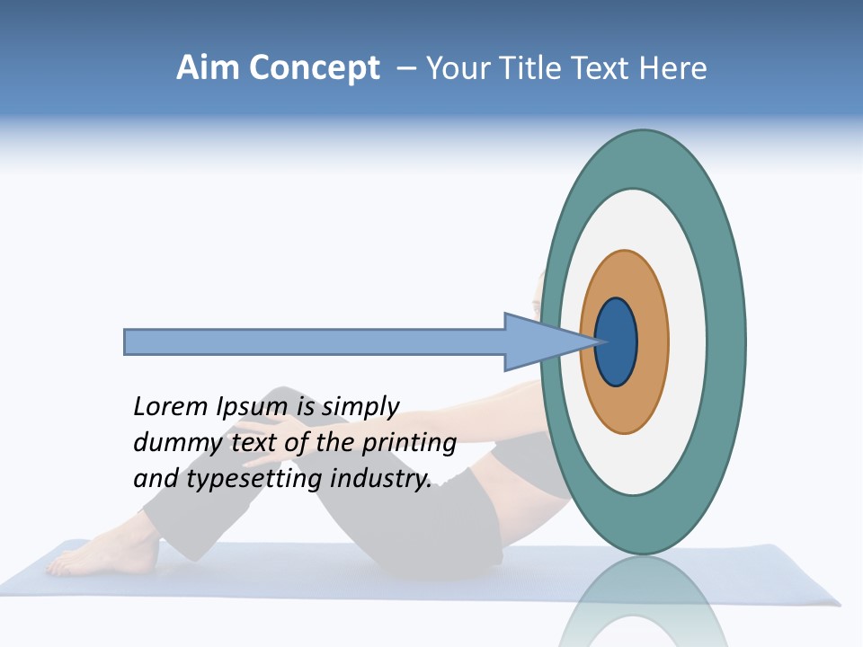 Fit Young Brunette Pilates Instructor Showing Different Exercises On A White Background A Blue Yoga Mat. White Background Not Isolated PowerPoint Template