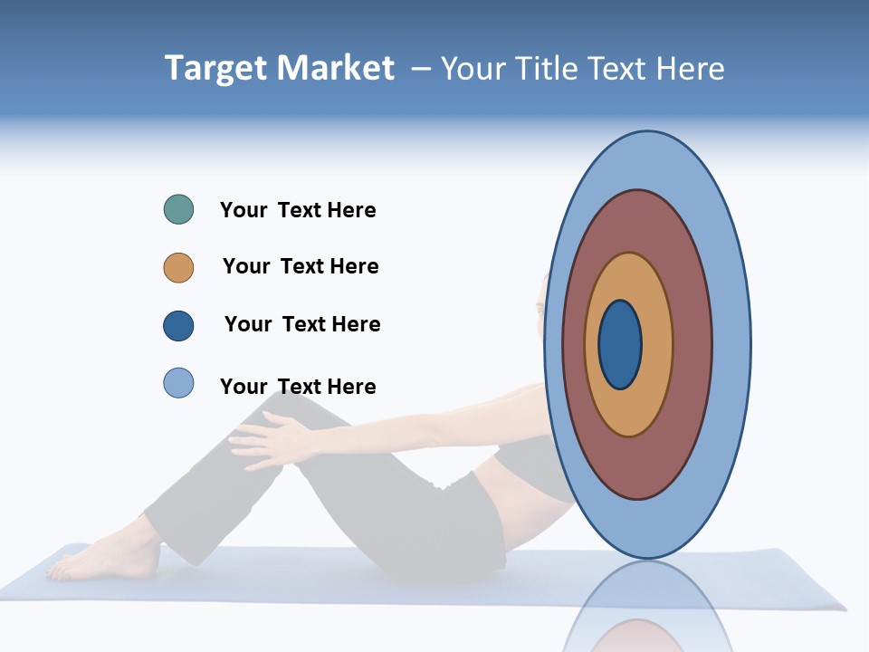 Fit Young Brunette Pilates Instructor Showing Different Exercises On A White Background A Blue Yoga Mat. White Background Not Isolated PowerPoint Template