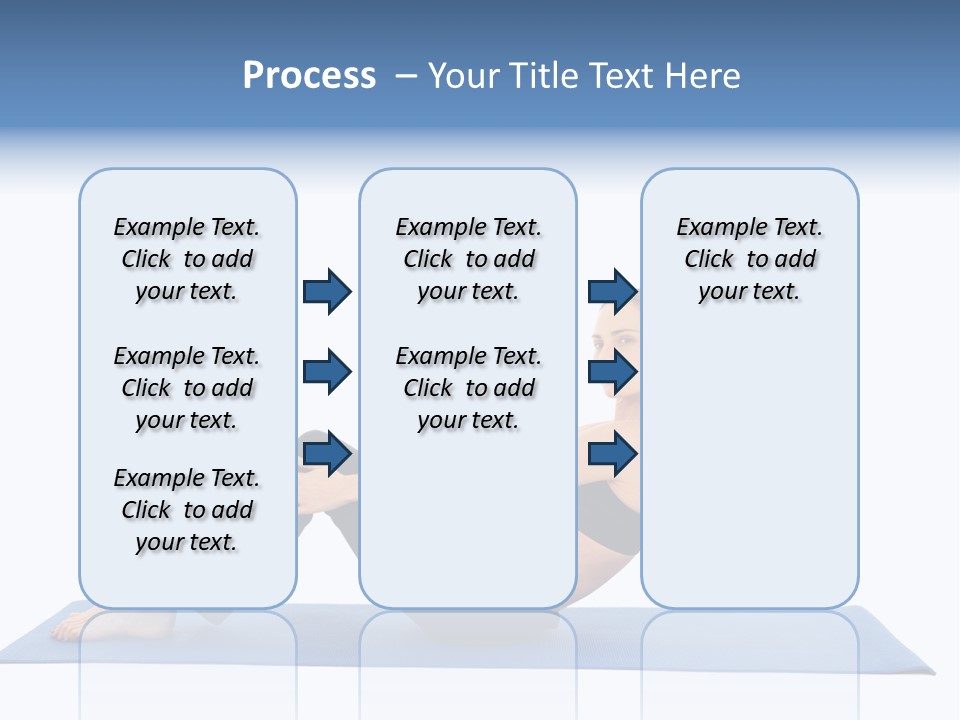 Fit Young Brunette Pilates Instructor Showing Different Exercises On A White Background A Blue Yoga Mat. White Background Not Isolated PowerPoint Template