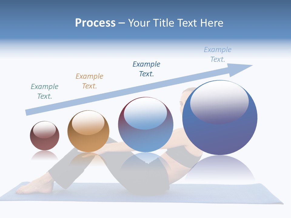 Fit Young Brunette Pilates Instructor Showing Different Exercises On A White Background A Blue Yoga Mat. White Background Not Isolated PowerPoint Template