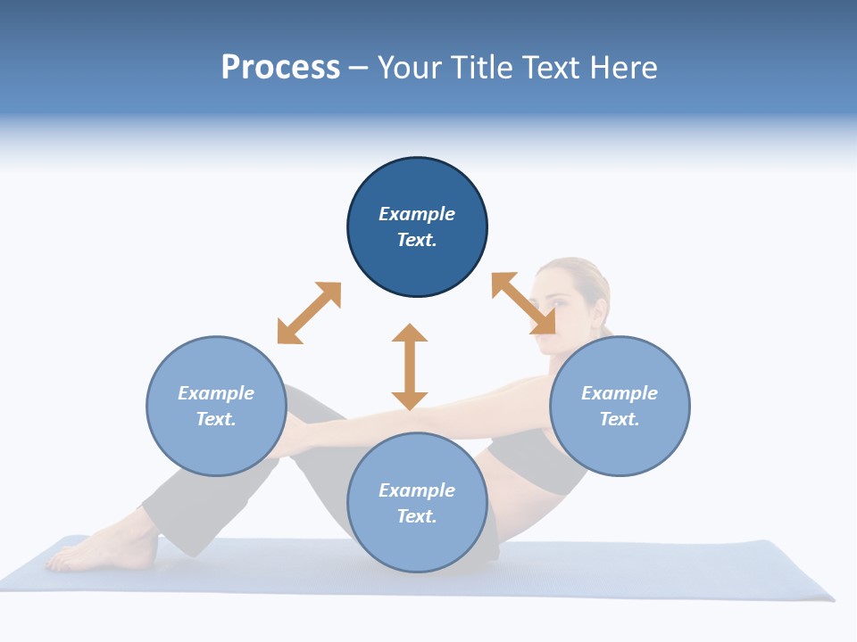 Fit Young Brunette Pilates Instructor Showing Different Exercises On A White Background A Blue Yoga Mat. White Background Not Isolated PowerPoint Template