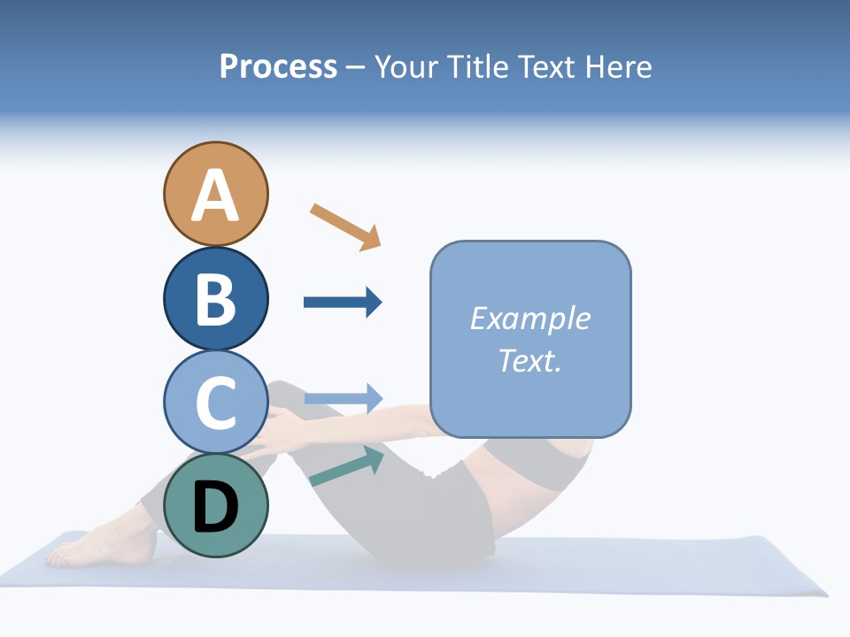 Fit Young Brunette Pilates Instructor Showing Different Exercises On A White Background A Blue Yoga Mat. White Background Not Isolated PowerPoint Template