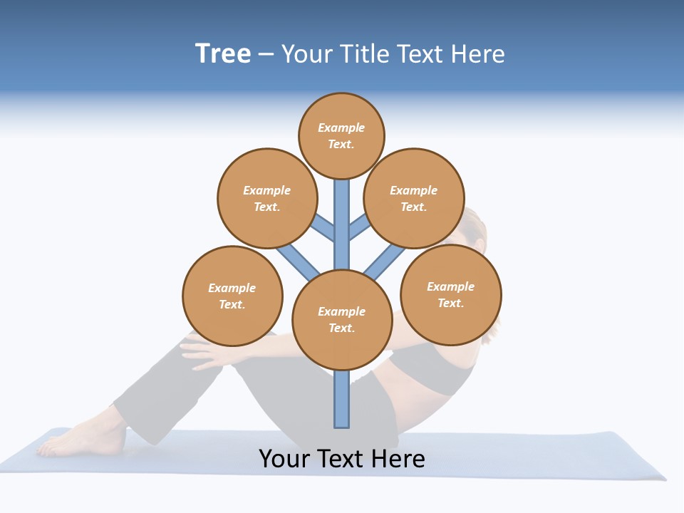 Fit Young Brunette Pilates Instructor Showing Different Exercises On A White Background A Blue Yoga Mat. White Background Not Isolated PowerPoint Template