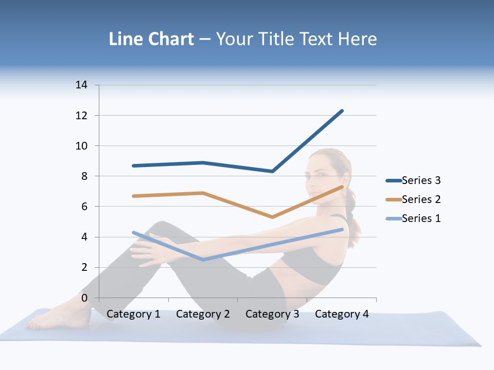 Fit Young Brunette Pilates Instructor Showing Different Exercises On A White Background A Blue Yoga Mat. White Background Not Isolated PowerPoint Template