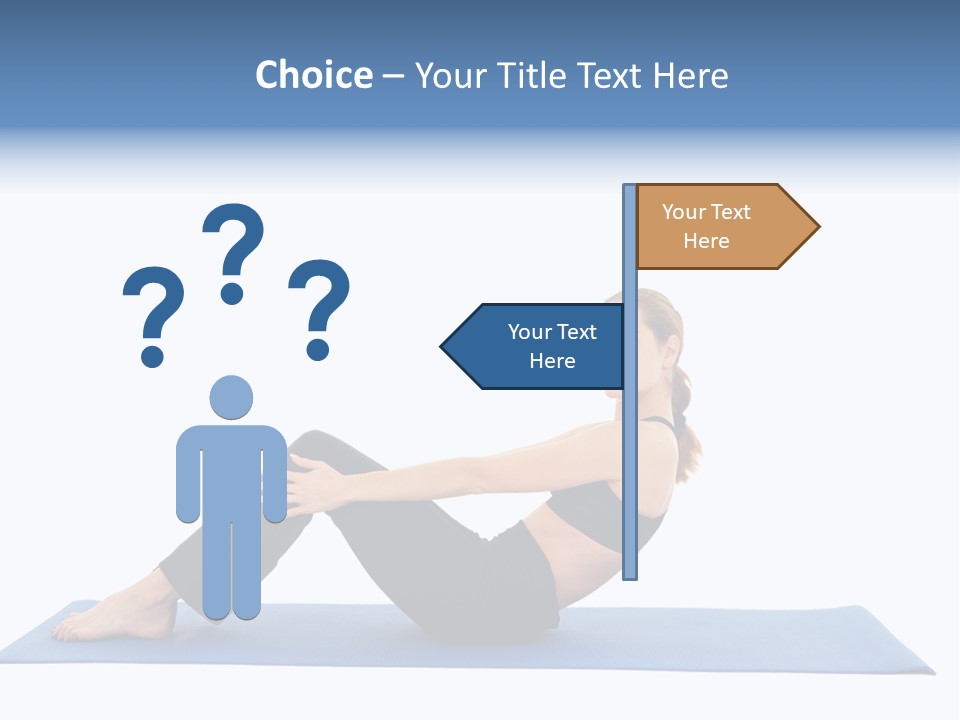 Fit Young Brunette Pilates Instructor Showing Different Exercises On A White Background A Blue Yoga Mat. White Background Not Isolated PowerPoint Template