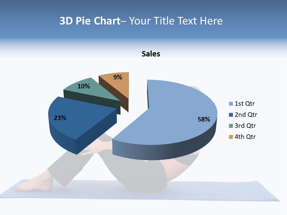 Fit Young Brunette Pilates Instructor Showing Different Exercises On A White Background A Blue Yoga Mat. White Background Not Isolated PowerPoint Template