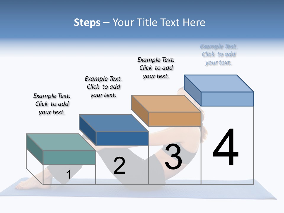 Fit Young Brunette Pilates Instructor Showing Different Exercises On A White Background A Blue Yoga Mat. White Background Not Isolated PowerPoint Template