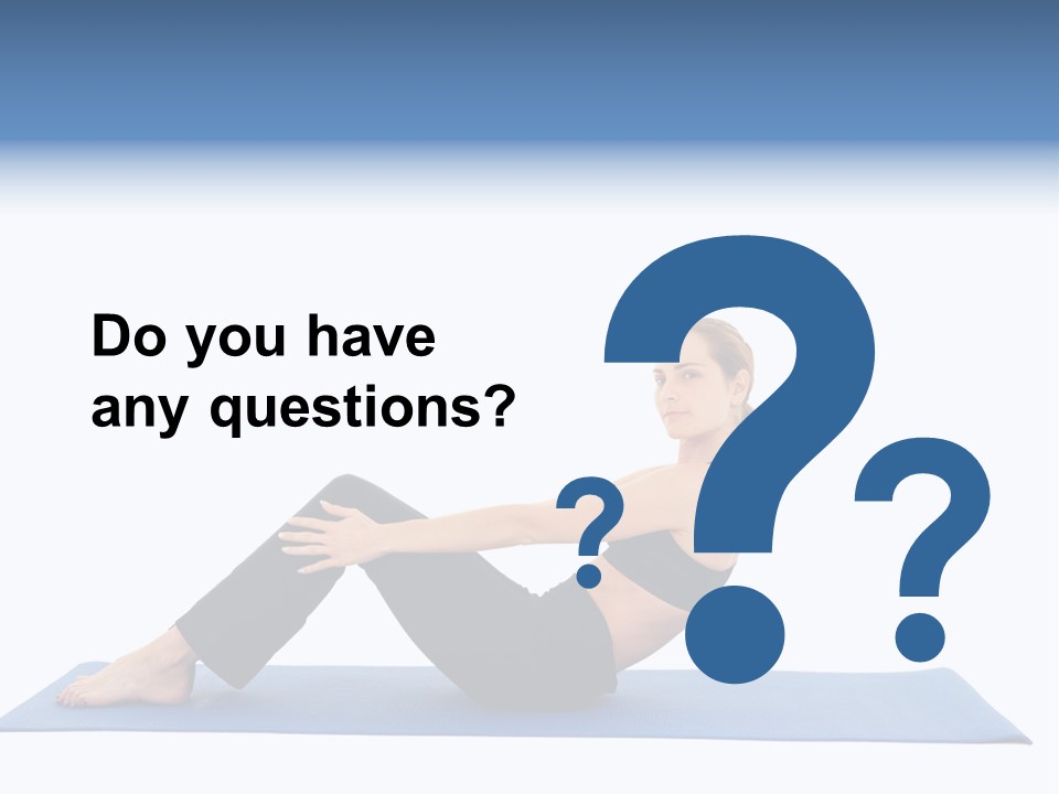 Fit Young Brunette Pilates Instructor Showing Different Exercises On A White Background A Blue Yoga Mat. White Background Not Isolated PowerPoint Template